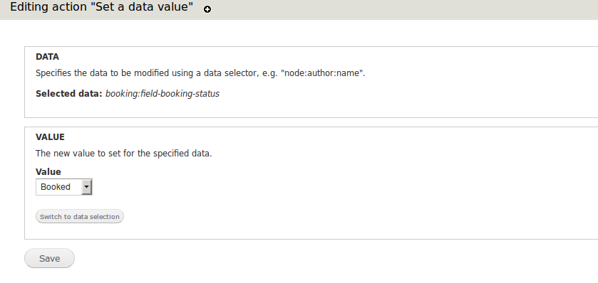 Set data value action