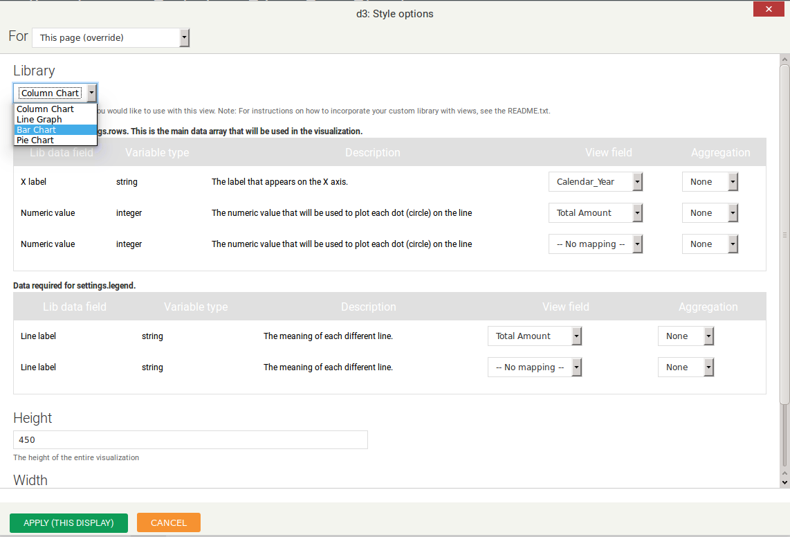 Drupal Views Chart Settings